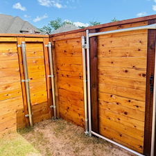 Custom-Horizontal-Cedar-Fence-installation-with-professional-Stain-Finish-Edmond 3