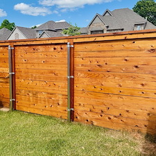 Custom-Horizontal-Cedar-Fence-installation-with-professional-Stain-Finish-Edmond 2